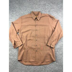 Jack Lipson Dress Shirt Men's Large Brown Long Sleeve Button Up Polyester